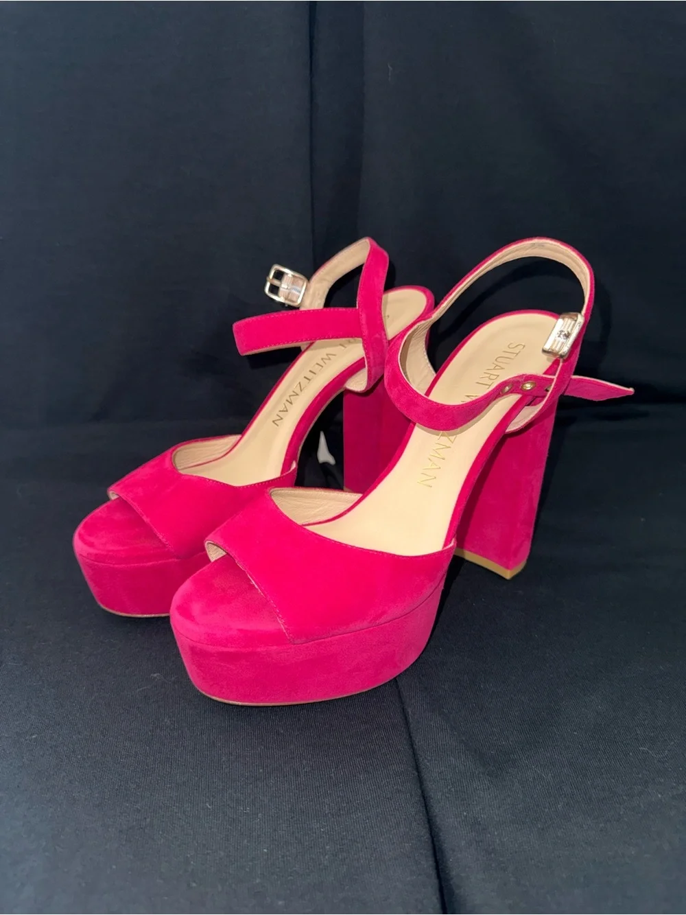 Stuart Weitzman Pink Suede on Platform Sandals size  8.5